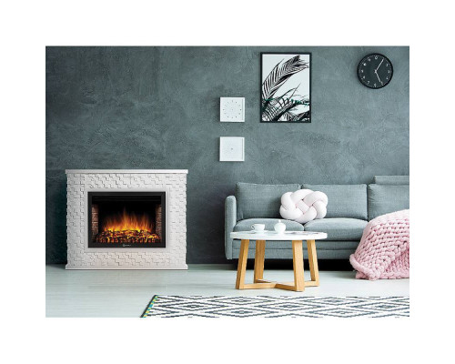 Портал Firelight Quadro 25 камень песчаник античный белый, белая эмаль