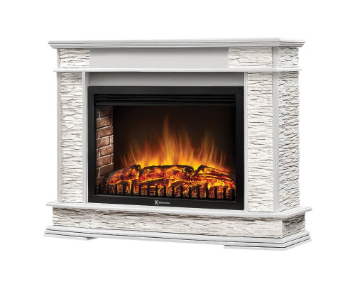 Портал Firelight Scala 30 камень сланец скалистый белый, шпон белый дуб