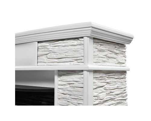 Портал Firelight Scala 30 камень сланец скалистый белый, шпон белый дуб