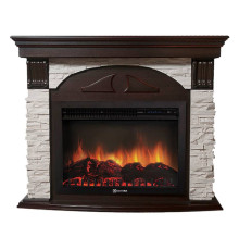 Портал Firelight Torre 25S камень белый, шпон темный дуб