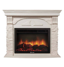Портал Firelight Torre 25S камень белый, шпон белёный дуб
