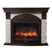 Портал Firelight Torre 30S камень белый, шпон темный дуб