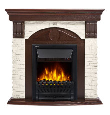Портал Firelight Torre Classic камень белый, шпон темный дуб