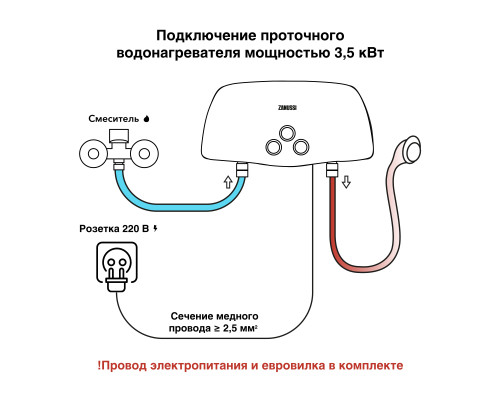 Водонагреватель проточный Zanussi 3-logic 3,5 T (кран) Водонагреватель проточный Zanussi 3-logic 3,5 T (кран)