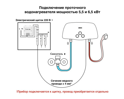 Водонагреватель проточный Zanussi 3-logic 5,5 T (кран) Водонагреватель проточный Zanussi 3-logic 5,5 T (кран)