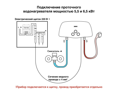 Водонагреватель проточный Zanussi 3-logic 5,5 TS (душ+кран) Водонагреватель проточный Zanussi 3-logic 5,5 TS (душ+кран)