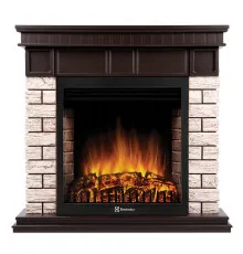 Портал Firelight Bricks Wood Classic камень коричневый, шпон темный дуб
