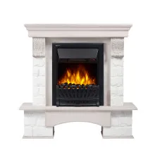 Портал Firelight Forte Classic U (угловой) камень белый, шпон белёный дуб