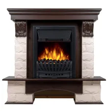 Портал Firelight Forte Classic камень белый, шпон темный дуб