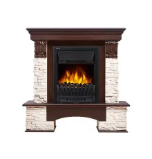 Портал Firelight Pietra Classic камень белый, шпон темный дуб