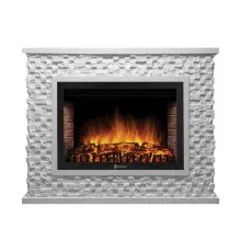 Портал Firelight Quadro 30 камень песчаник античный белый, белая эмаль